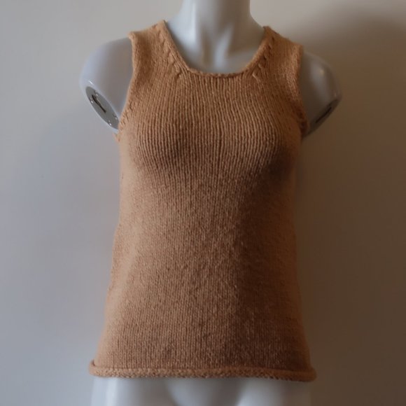 WOMENS KORS MICHAEL KORS BLACK LABEL TAN SLEEVELESS CHUNKY SWEATER * - Picture 1 of 11